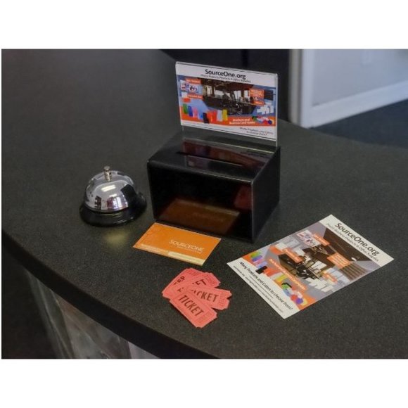 SourceOne Oblong, Donation Box with Clear Sign Holder/Ad Frame and Free Lock, 5 - Picture 2 of 9